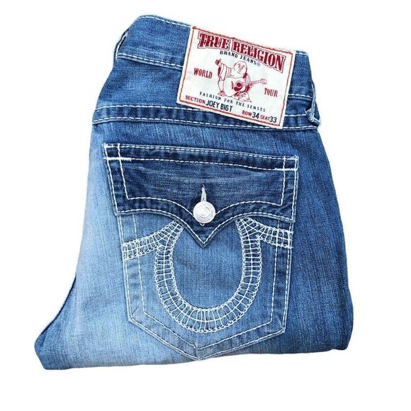 True Religion Jeans Size 34 JOEY BIG T Blue - Picture 7 of 8